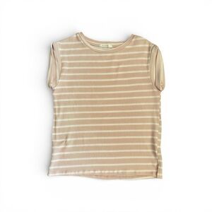 #116, Ellison pink/white stripe spring sweater/top, size Small